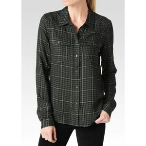 PAIGE Denim Maya Plaid Army Green Shirt S